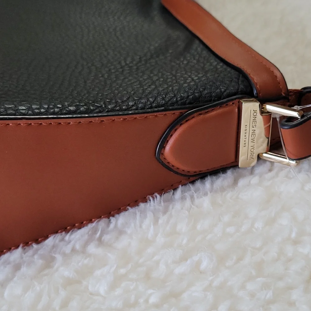 NEW Shoulder Bag Jones New York Signature Color Block Pebbled Faux Leather 2Tone
